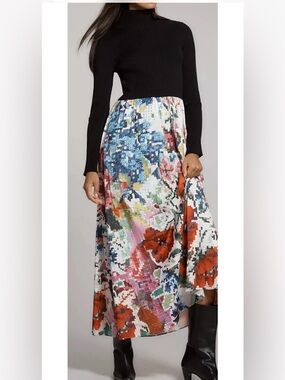 Anthropologie Thea Twofer sweater maxi dress floral Kristin Lamb